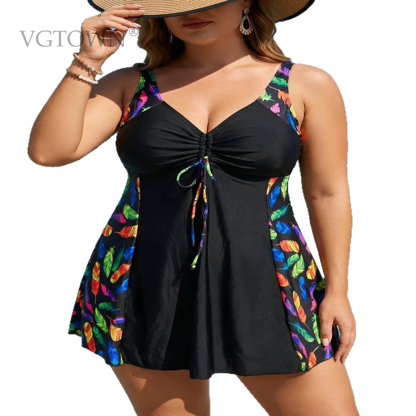 Swimsuit Women Two Piece Plus Size 8XL 10XL Print Swimwear Tankini Summer Beach Wear Bathing Suit For Female