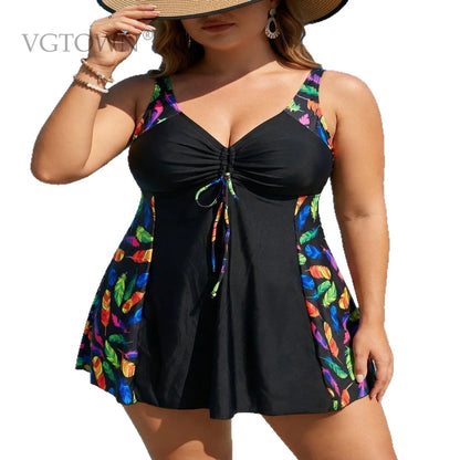 Swimsuit Women Two Piece Plus Size 8XL 10XL Print Swimwear Tankini Summer Beach Wear Bathing Suit For Female