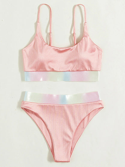 Shiny Sparkling Bikinis Women Swimsuit High Waist Bikini Female Swimwear Two Pieces Bikini Set Bathing Suit Swim Beach Wear