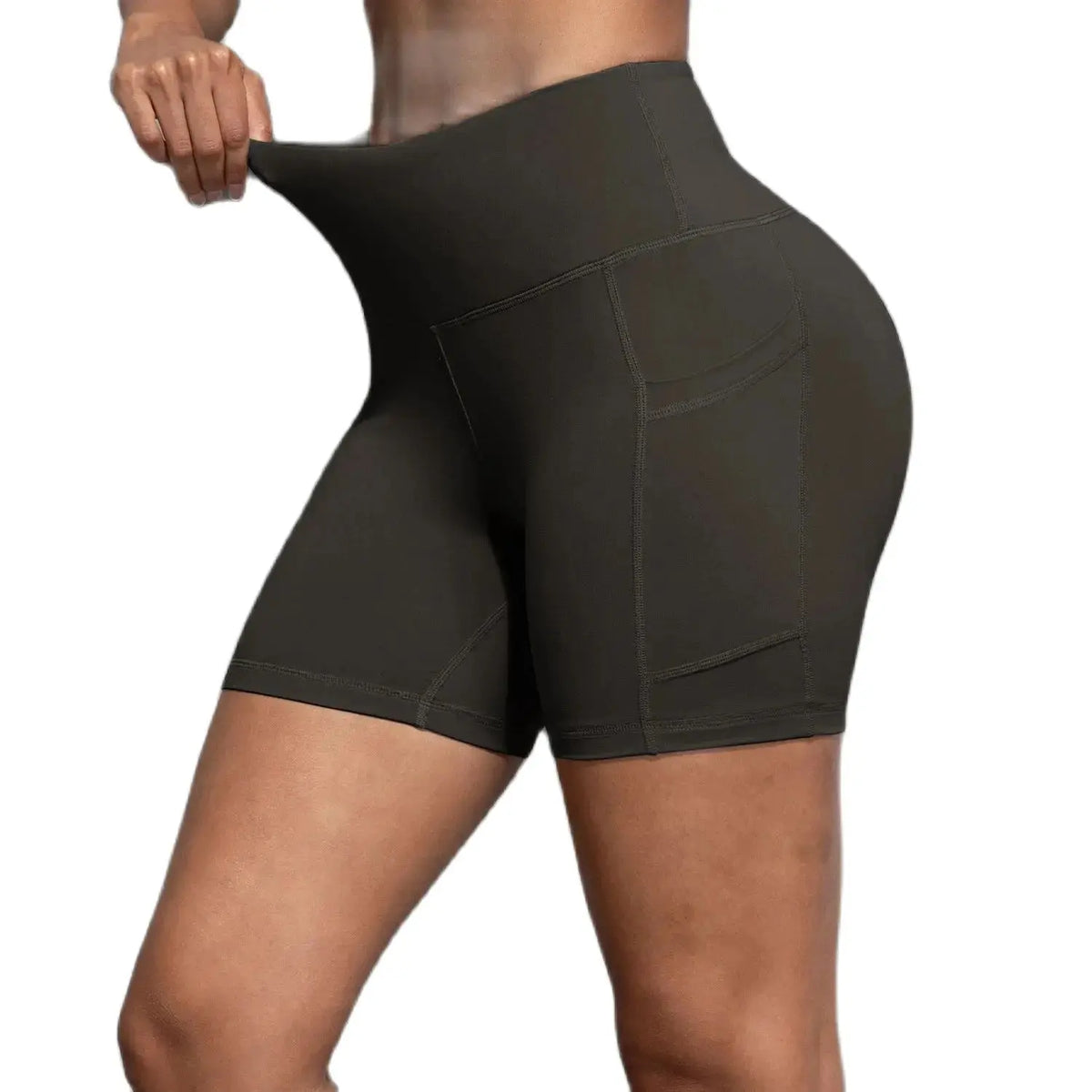 Yoga Shorts with Pockets High Waist Butt Lifting Cycling Tight Elastic Slim Running Fitness Women Shorts Sportswear