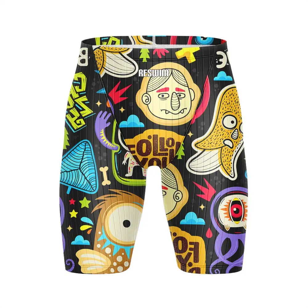 Men's Swim Jammer Swimsuit Swimming Trunks Beach Tights Shorts Athletic Training Swimwear Pool Suit Running Surfing Pants