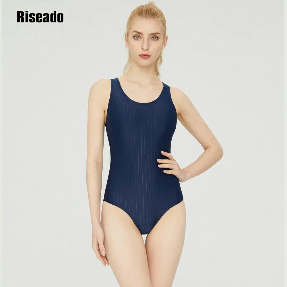 Swim Athletic One Piece Swimsuit Wide Strap Comfort Fit Solid Adult Quick Dry and Chlorine Resistant