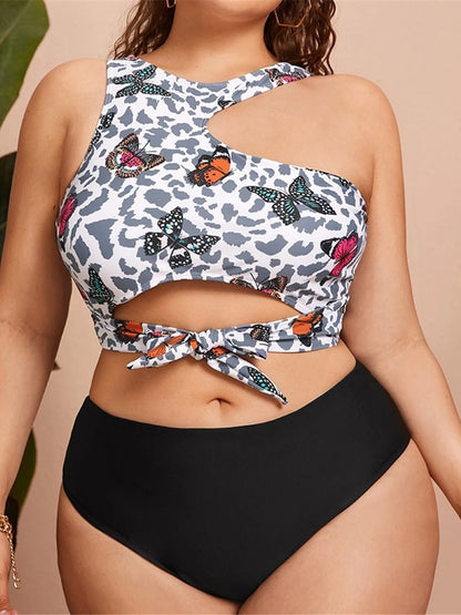 0XL - 4XL Printed Bikini Plus Size Large Size Swimwear Women Swimsuit Female Two-pieces Bikini set Bather Bathing Suit