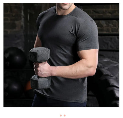 Men's Summer Loose Breathable Short Sleeve Outdoor Cycling Quick Dry Top Running Tracksuits Fitness T-shirts Muscle Tights