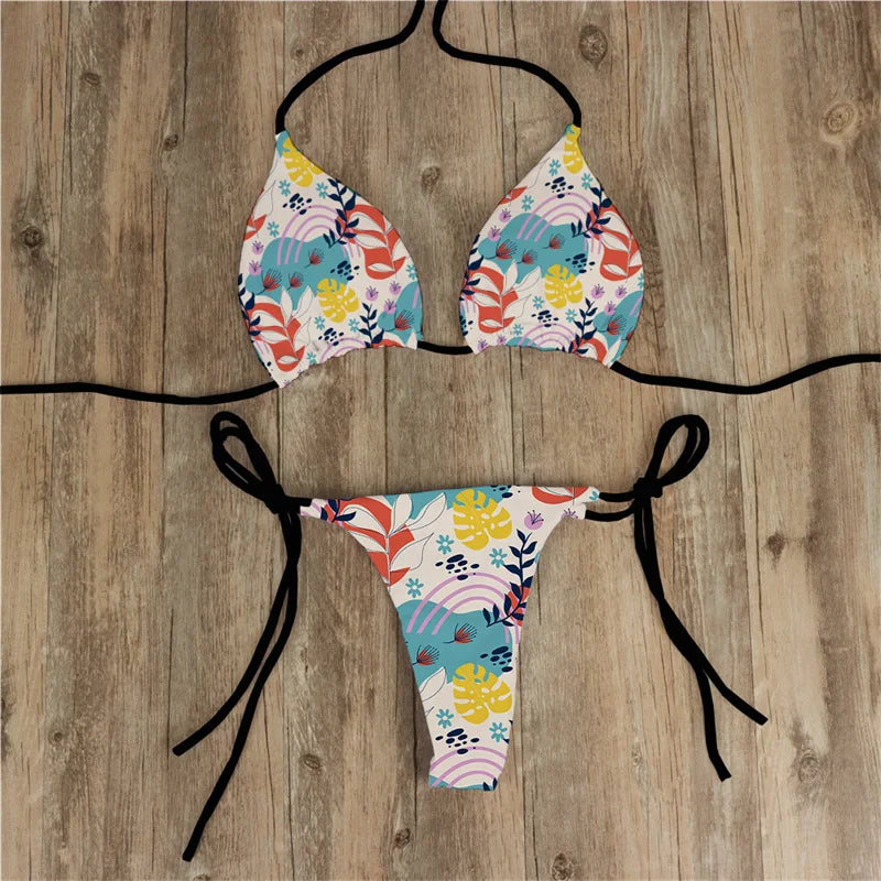 Summer Women Biquini Two Piece Suits Bikini Swimsuit Swimwear Lace Up Bikinis Set Backless Bathing Suit For Female