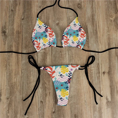 Summer Women Biquini Two Piece Suits Bikini Swimsuit Swimwear Lace Up Bikinis Set Backless Bathing Suit For Female