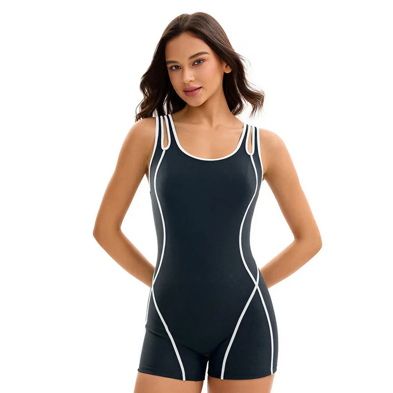 One Piece Swimsuit Women Slimming Tummy Control Bathing Suit Crisscross Back Athletic Modest Swim Suit Swimwear