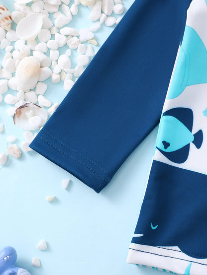 Baby Boy Swimsuit Set with fish Design Bathers.