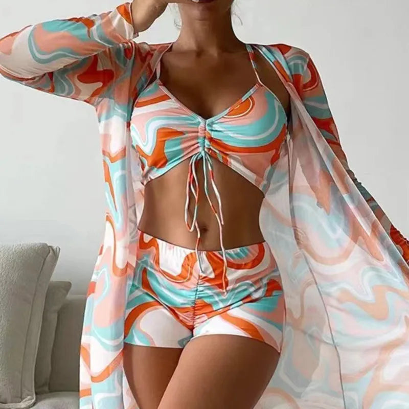 Color Print Swimsuits Bikini Sets Female Swimwear Sports Beach Wear Two-Piece Bathing Suit Girls Pool Women Swimming Suit