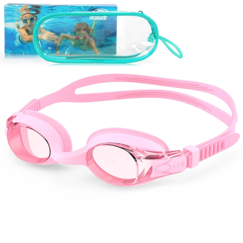 Findway Child Swimming Glasses Upgrade Waterproof Anti Fog UV  Professional Diving Swimming Glasses Eyewear Kids for Age 3-10
