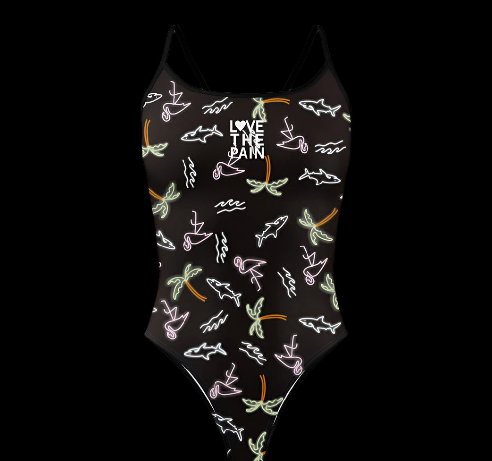 Love The Pain One Piece Swimsuit Thin Straps Versatile V-back Women's Swimwear Sports Triathlon Training Swimsuit