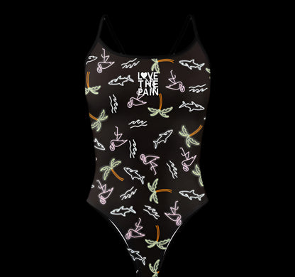 Love The Pain One Piece Swimsuit Thin Straps Versatile V-back Women's Swimwear Sports Triathlon Training Swimsuit
