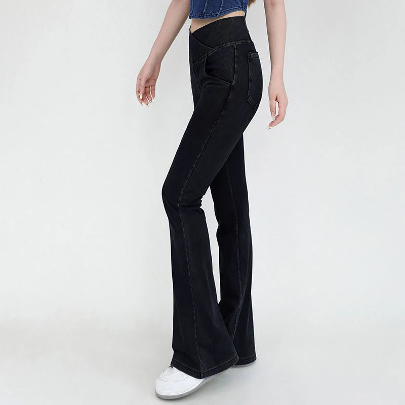 Jeans Style Design For Women Leggings Yoga Pants Denim Bell-bottoms Soft Elastic Breathable High waist 4 Pockets Women's Pants