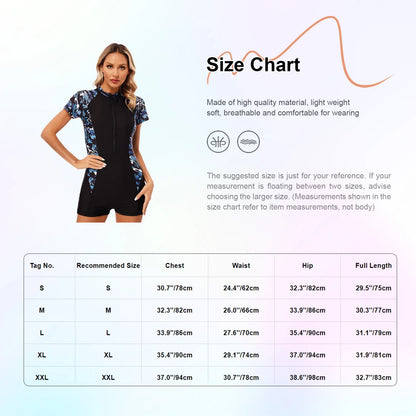 Women's One Piece Boyleg Athletic Swimsuit Short Sleeve Zipper Padded Rash Guard Conservative Beach Swimwear Surfing Swimming Suit