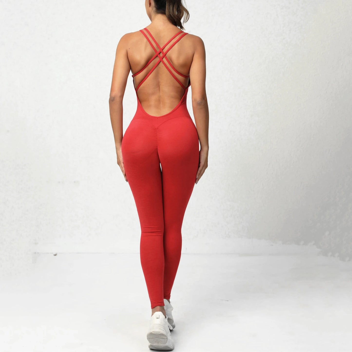 Pad Cross Back Women Lycra Fitness Gym One Piece Jumpsuit Leggings Workout Pant Female Shorts Active Wear Sport Outfit Suit