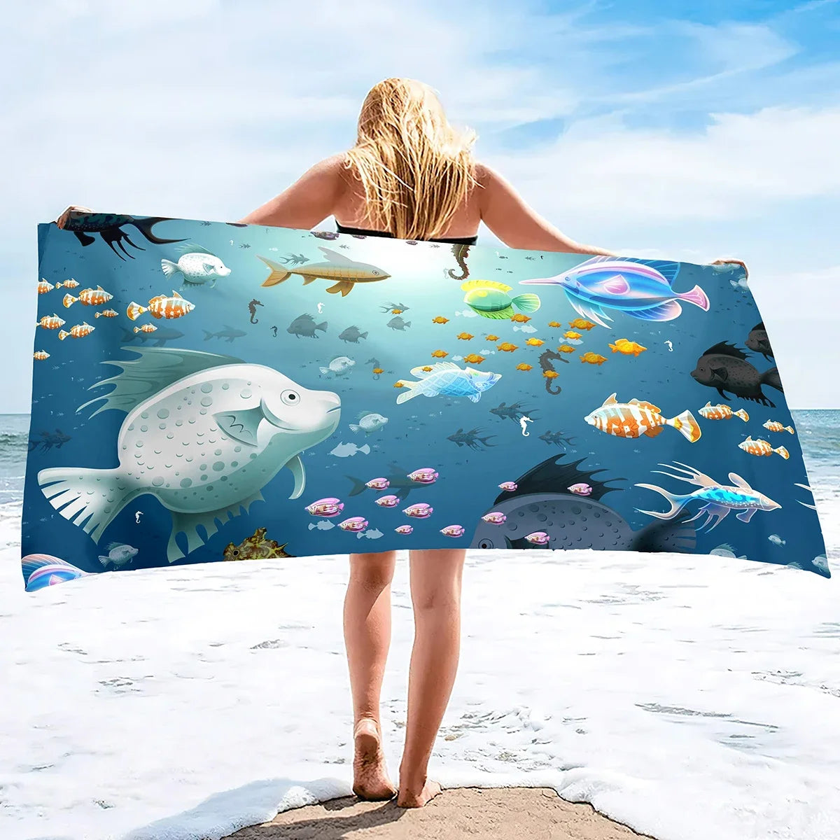 Sea Beach Towel for Kids, Girl, Boys, Men, Women, Turtle Bath Print Pool Super Soft Plush