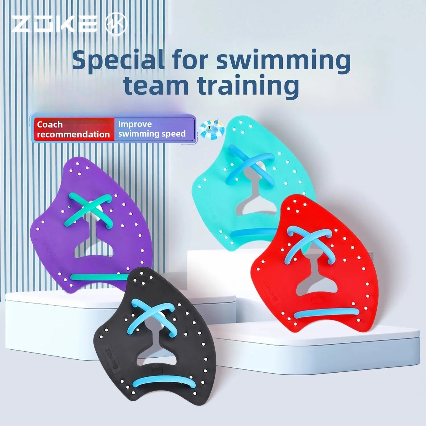 Zoke 1 Pair Swimming Training Hand Paddles Fins Adjustable Swim Training Hand Paddle For Outdoor Water Sports