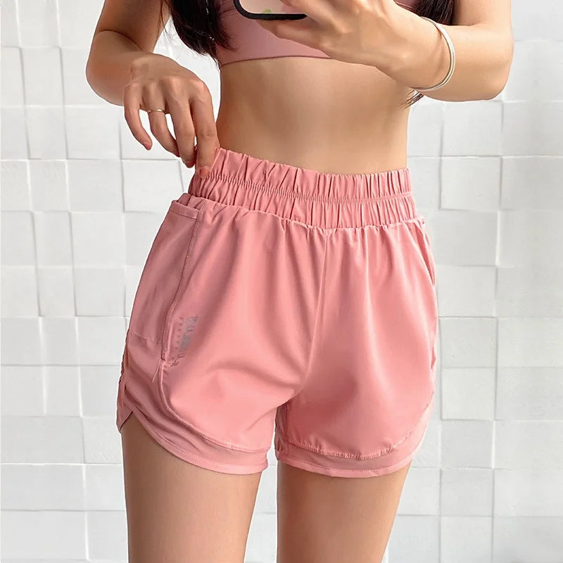 Shorts with Pockets Women's Athletic Shorts High Waisted Running Short Pocket 2.5" Sporty Shorts Gym Elastic Workout Shorts