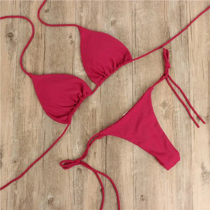 Summer Swimsuit Women Bikini Set Push-up Padded Bra Thong Two Pieces Swimwear Beachwear Bathing Suit female swimsuits