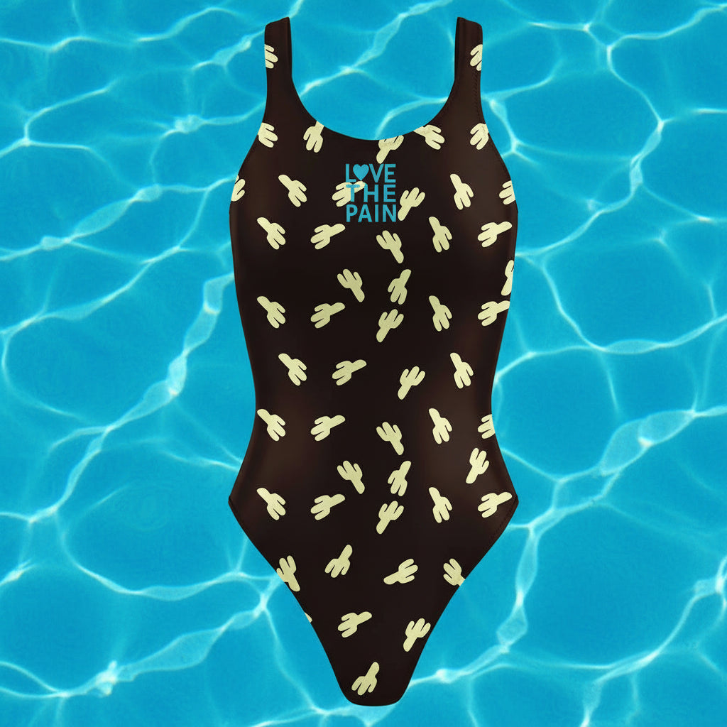 Love The Pain One Piece Swimsuit Women Wide -shoulder Strap Swimwear Bathing Outdoor Sports Training Suit Bodysuit