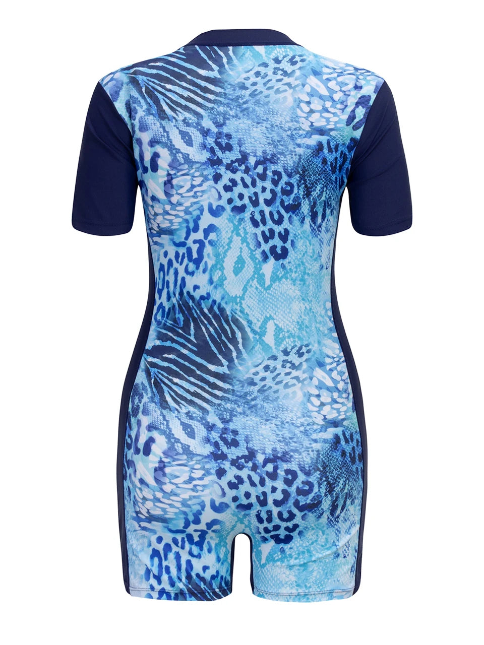 Short Sleeve Surfing Bodysuit Women One Piece Zipper Swimsuit Lady Sports Swimwear Female Bathers Bathing Swimming Beach
