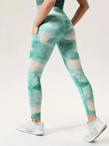 Women's Stretch Tie-Dye Seamless Rainbow Yoga Leggings - Color Block High Waist Butt Lifting Gym Workout Pants