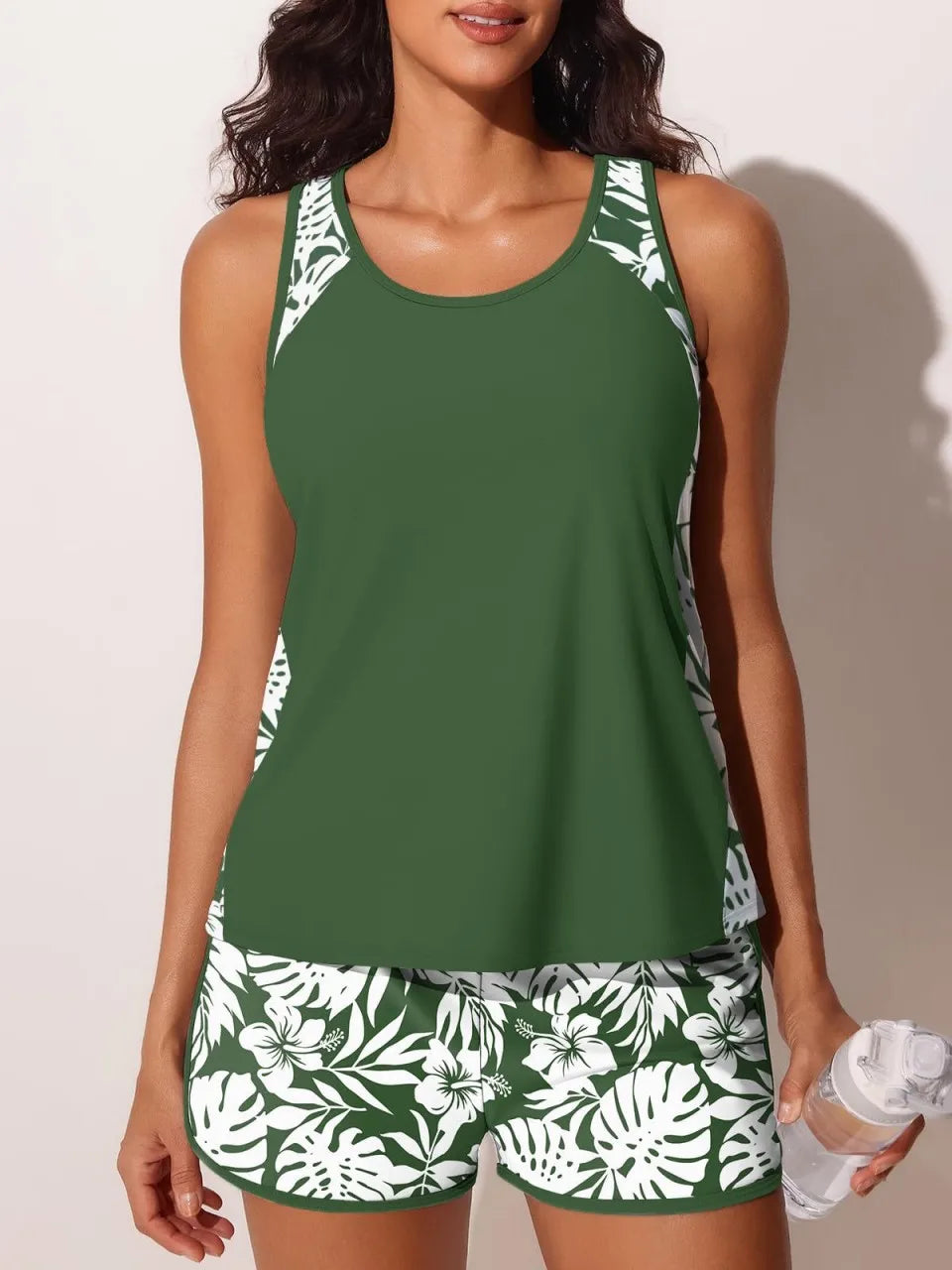 Strappy Tankini Set Two Pieces Women Printed Swimsuit Shorts Swimwear Female Bathing Swimming Suit Padded Beachwear Summer