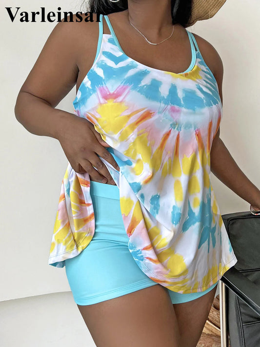 0XL - 4XL Tie Dye Bikini Plus Size Large Size Swimwear Women Swimsuit Female Two-pieces Bikini set Bather Bathing Suit