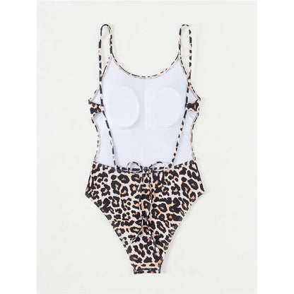S - XL Leopard Backless High Leg Cut Women Swimwear One Piece Swimsuit Female Monokini Padded Bather Bathing Suit Swim