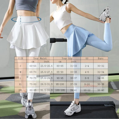 Tummy Control Skirted Legging Gym with Pocket Sports Leggings High Waist Workout Pants Tennis Pickleball Running Capris