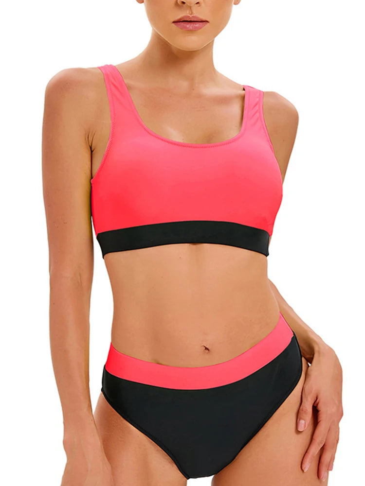 Contrast Color Bikini Set Women Backless Split Swimsuit Holiday Bathing Suit Summer Two-pieces Beachwear