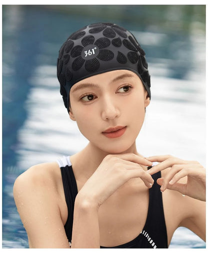 Granular Pattern Silicone Swimming Cap Women Men Non-slip Durable Flexible Pool Swim Hat Bonnet De Natation Femme