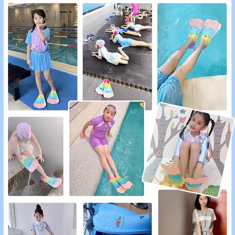 Adult Teens Kids Childrens Professional Snorkeling Diving Swimming Fins Frog Silicone Short  Flippers Diving Scuba Equipment