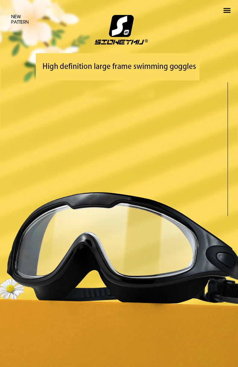 Swimming Glasses Adult Men and Women High-definition Waterproof  Anti-fog Swimming Goggles Flat Big Frame Swimming Goggles