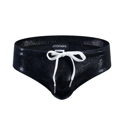 Push Up Padded Swimwear Men Swimsuit Shorts Men's Bikini Briefs Summer Trunk Swim Suit Sunga Slip Beach Shorts Snakeskin Print