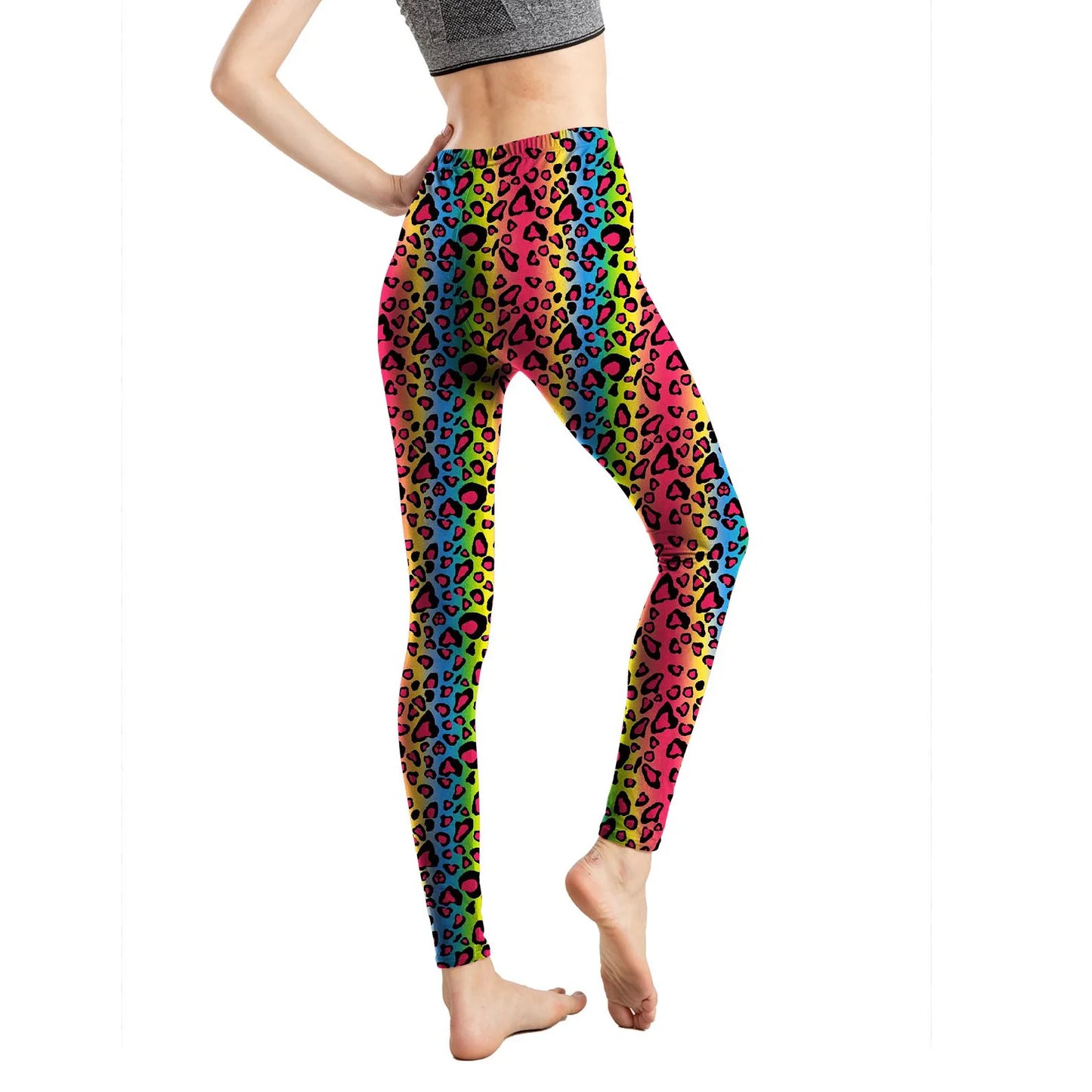 Women's  High Waist Leggings Sportwear Workout Women Jeggings Elastic Pants Leopard Summer Printed Stripe Fitness Leggins
