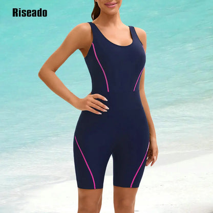 Women's Boyleg Sport One Piece Swimsuit Sleeveless Athletic Swimwear Training Bathing Suit