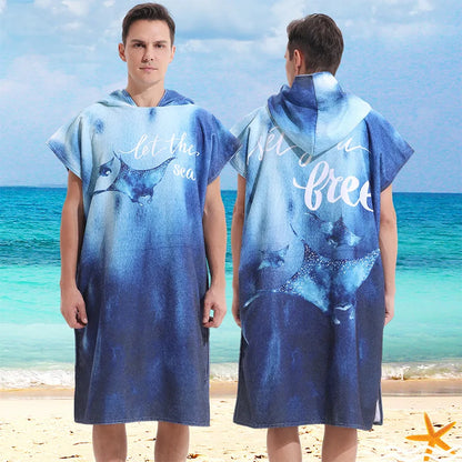 Surf Poncho Changing Robe with Hood Quick Dry Microfiber Wetsuit Changing Towel with Zipper for Bath Beach Surfing Men Women