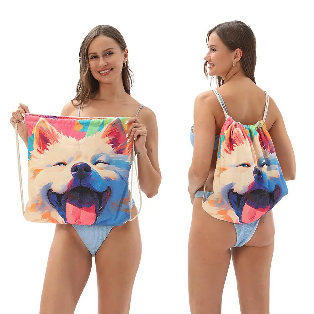 Microfiber Extra Large Lightweight Sand 2 in 1 Beach Towel Foldable Into Storage Bag 140x70cm Towel Travel Swimming