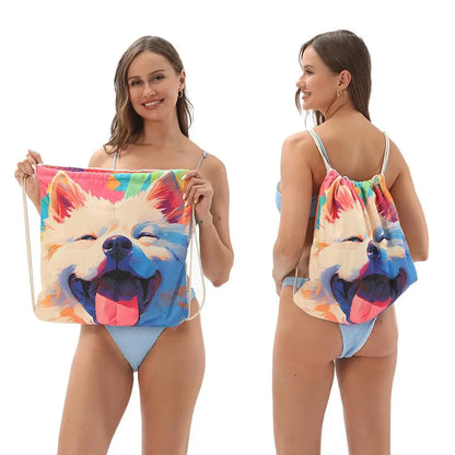 Microfiber Extra Large Lightweight Sand 2 in 1 Beach Towel Foldable Into Storage Bag 140x70cm Towel Travel Swimming