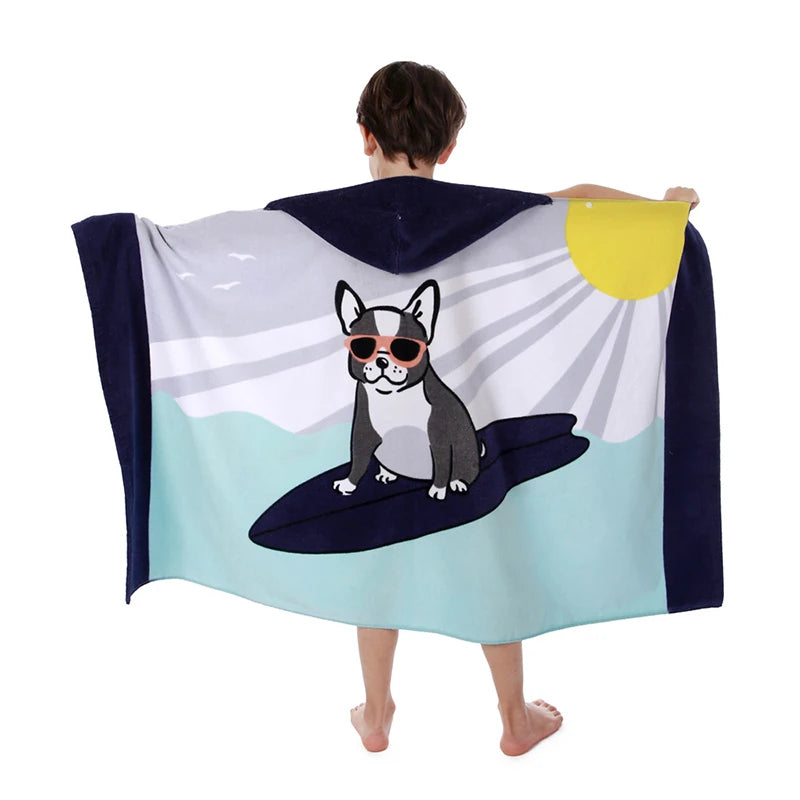 Cartoon Child Kid Hooded Cloak Infant Bathrobe Baby Bath Towel Robe Cotton Boy Girl Beach Robe Dinosaur Cape Newborn Wrap Blanket