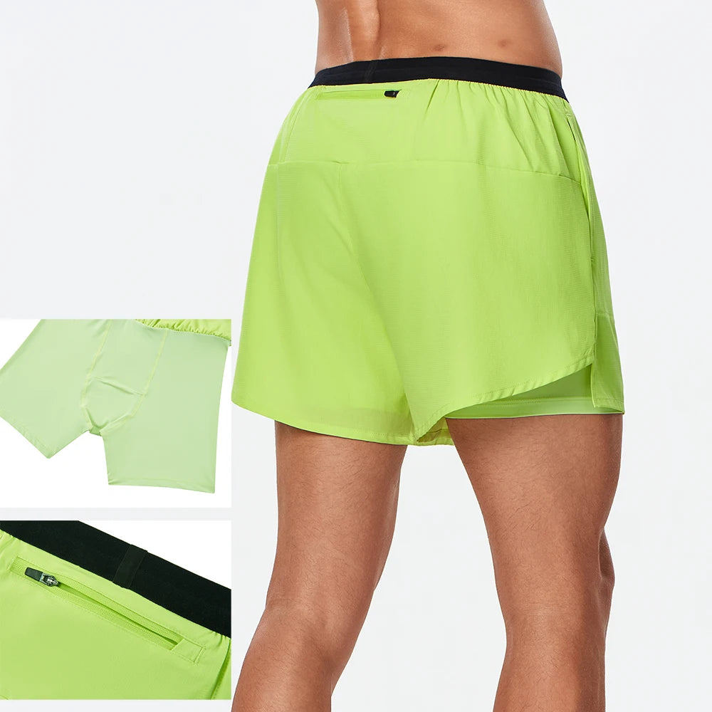 4XL Men Running Double-Layer Shorts Gym Sports 2 In 1 Quick Dry Workout Training  Fitness Jogging Short Pants Bodybuilding