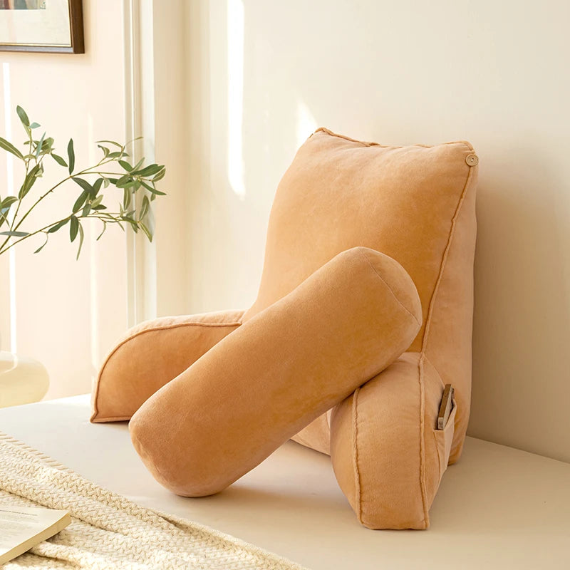 Large Reading Pillow Bed Rest Pillow with Detachable Neck Roll for Sitting in Bed or Couch Back Pillow for Watching TV/Gaming