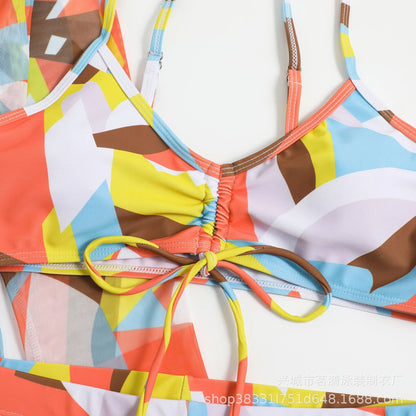 Summer Print Bikinis Swimwear Female Swimsuit Beachwear Push Up Three-Piece Bikini Set Women Swimming Bathing Suit
