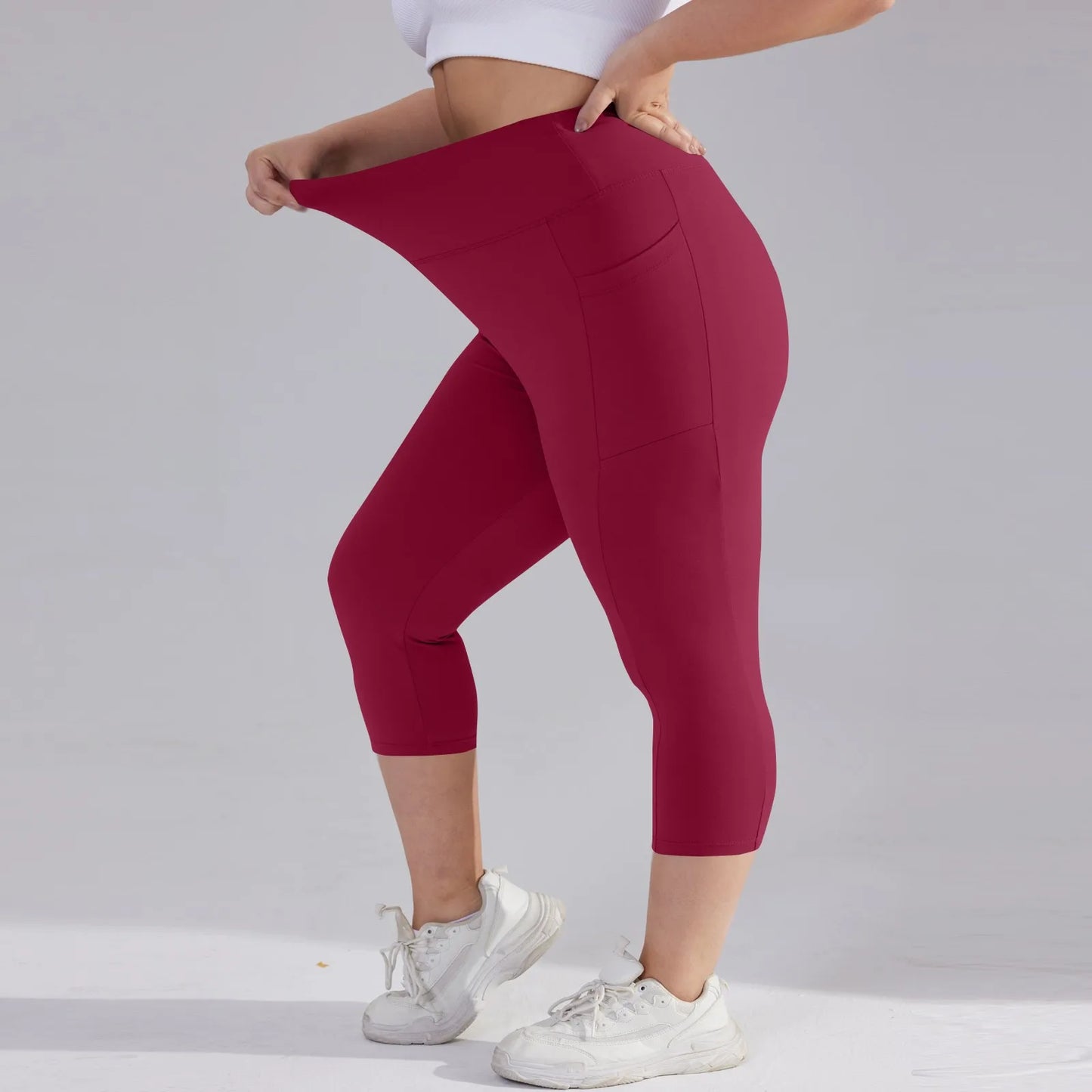 Plus size yoga pants for women Leggings fitness yoga pants with pocket summer sports cropped trousers