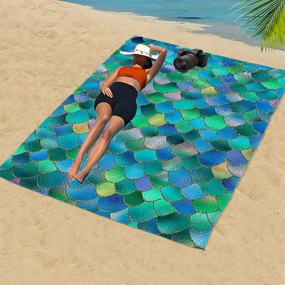 1pc Mermaid Scale Beach Towel: Dive into Style at the Shore! Suitable for towels, bath towels, beach towels