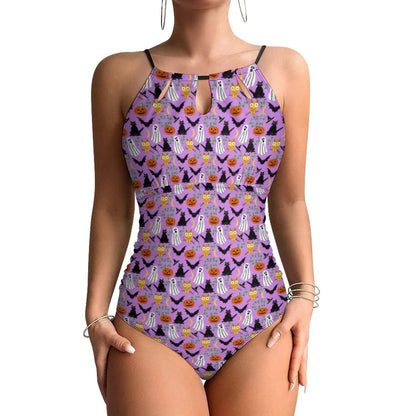 Funny Cat Swimsuit Cartoon Animal Print Women Swimwear One-Piece Bodysuit Holiday Swim Push Up High Cut Beach Outfits