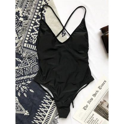 High Cut Backless Monokini Padded Women Swimwear One Piece Swimsuit Female Scrunch Butt Bather Bathing Suit Swim Lady