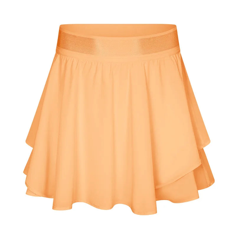 Built-in Side Pocket False 2 Pieces Tennis Skirt Summer Running Shorts Cool Fabric Cooling Quick Dry Breathable Yoga Short Women