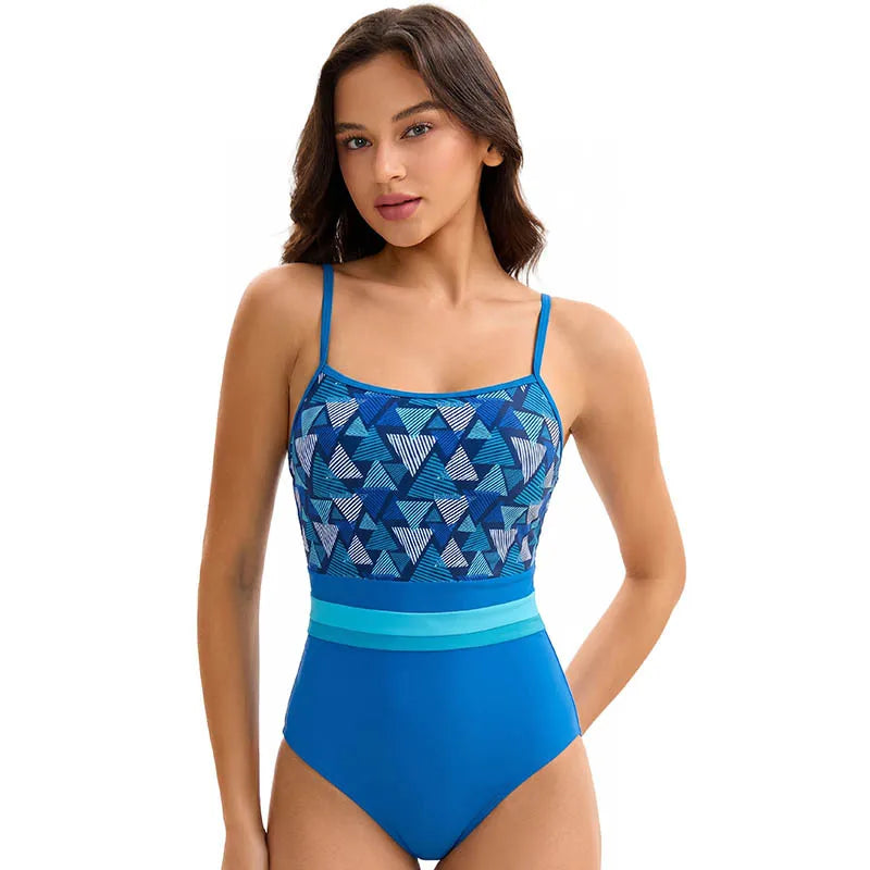 Women's One Piece Swimsuit Summer Triangle Spaghetti Strap Tight Swimwear Beach Sport Rash Guard  Padded No Underwire